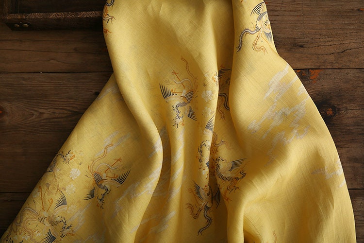 XIANGHE Yellow Ramie Fabric By the Yard