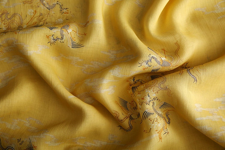 XIANGHE Yellow Ramie Fabric By the Yard