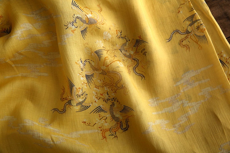 XIANGHE Yellow Ramie Fabric By the Yard