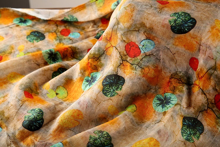 CAILIAN Printed Ramie fabric for Summer Dresses By the Yard