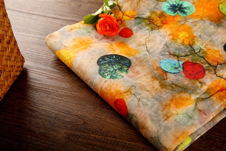 CAILIAN Printed Ramie fabric for Summer Dresses By the Yard