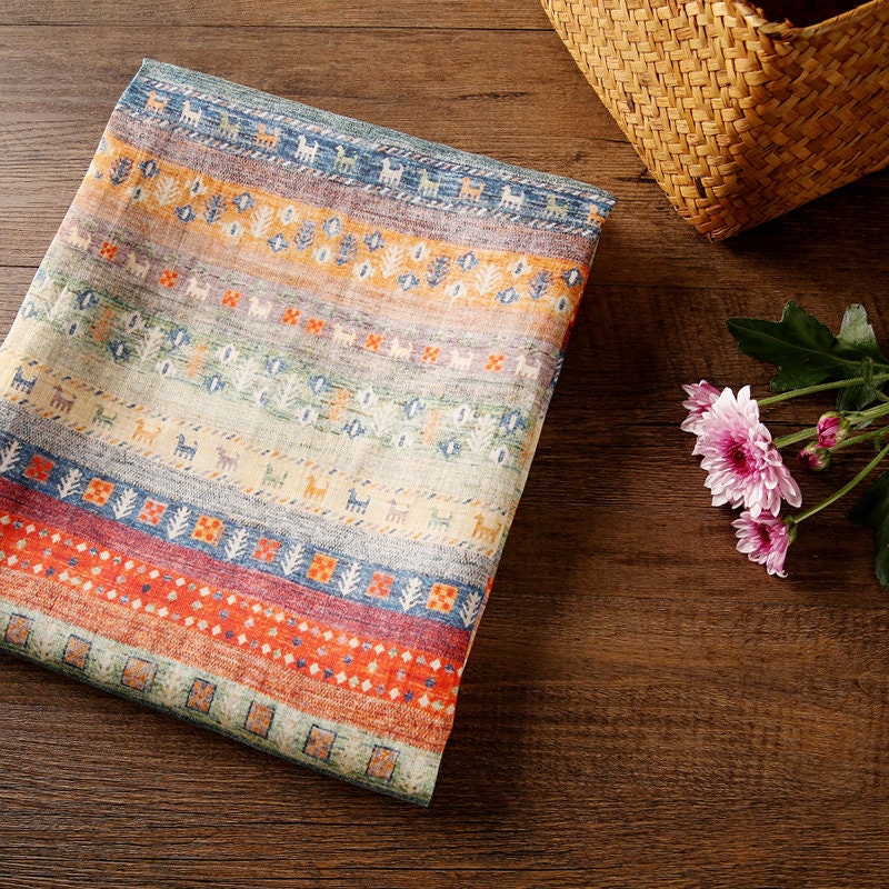 DALI Boho Style Printed Ramie fabric By the Yard