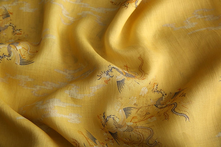XIANGHE Yellow Ramie Fabric By the Yard