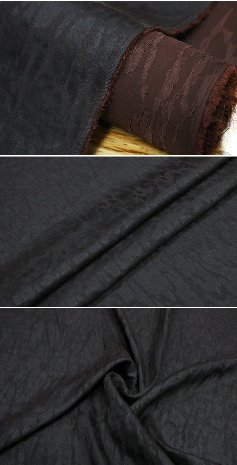 ZHEZHOU - 28 Momme Wrinkle Texture Jacquard Stretchy Mud Silk Fabric - 114cm wide by the Yard