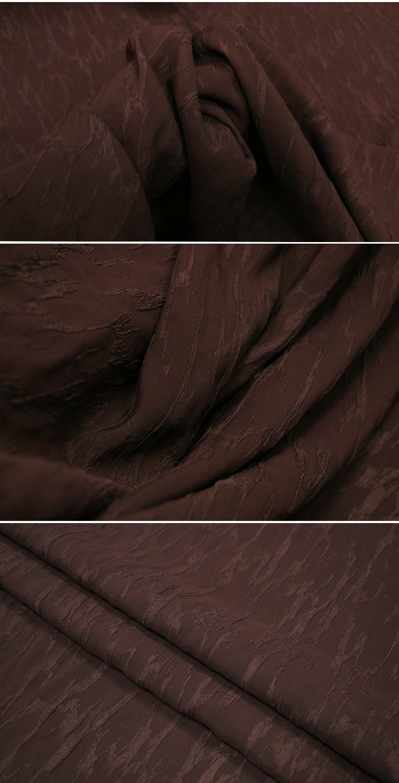 ZHEZHOU - 28 Momme Wrinkle Texture Jacquard Stretchy Mud Silk Fabric - 114cm wide by the Yard