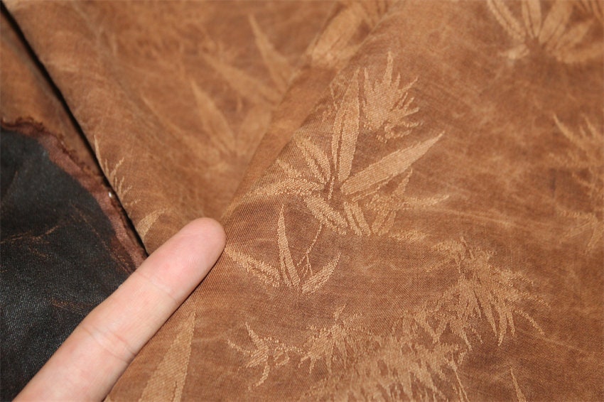 ZHUYE Jacquard Mud Silk Plant Dye Vintage Style 40 Momme Pure Silk Fabric by the yard