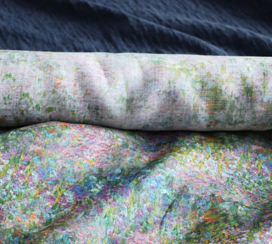 ZIHUATIAN - Floral Print Ramie Fabric-By the Yard