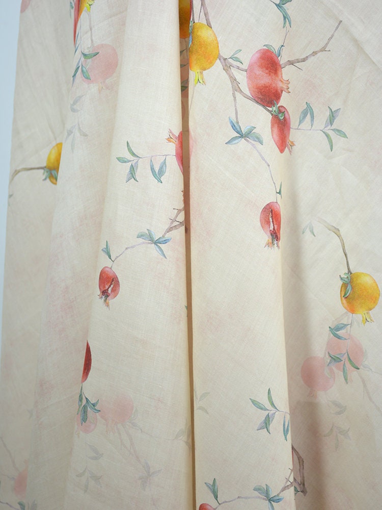 SHILIU Flower Print Ramie Fabric By the Yard