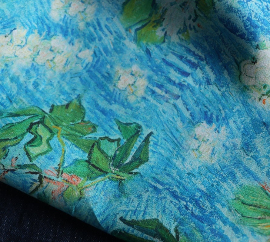 BAISE - Floral Print Ramie Fabric-By the Yard