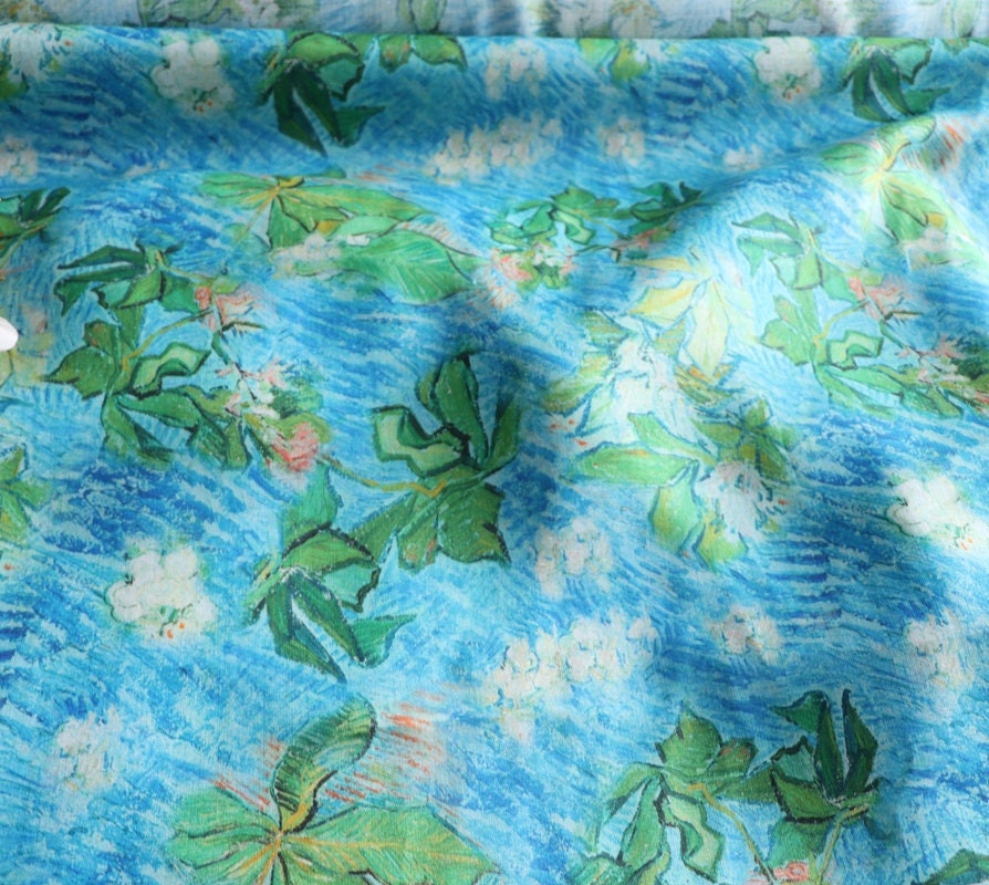 BAISE - Floral Print Ramie Fabric-By the Yard