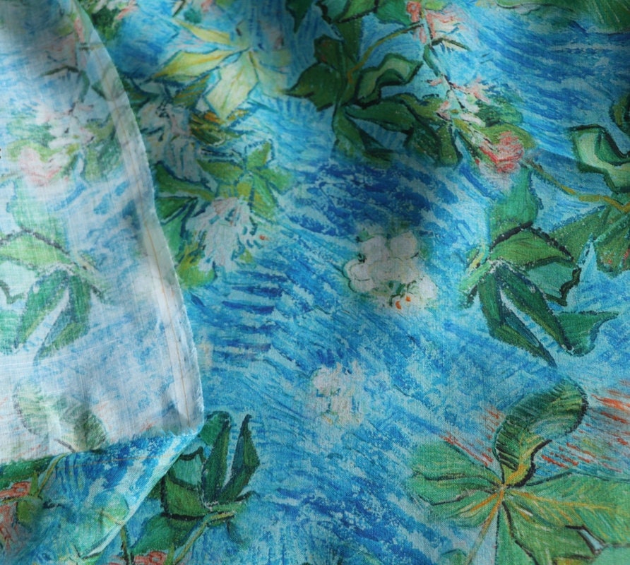 BAISE - Floral Print Ramie Fabric-By the Yard