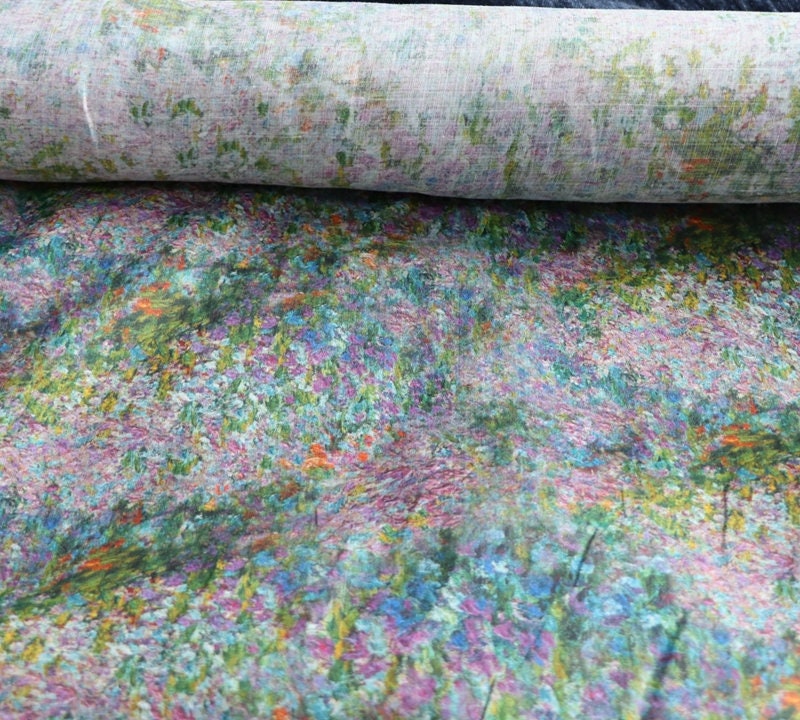 ZIHUATIAN - Floral Print Ramie Fabric-By the Yard