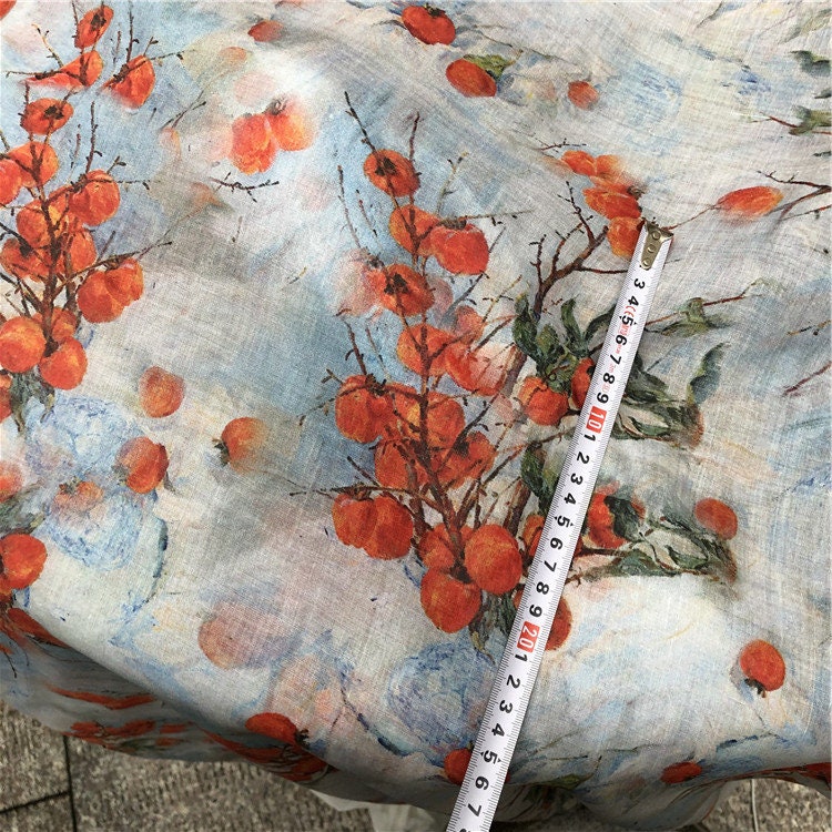 LANGMANSHAJI - Fruits Print Ramie Fabric-By the Yard