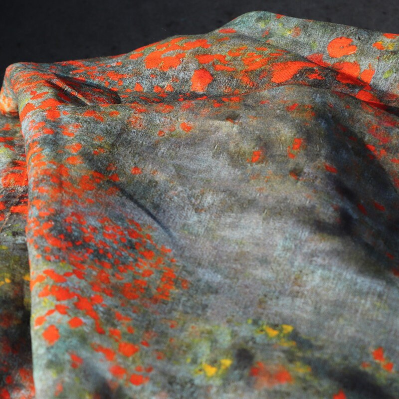 SUHUATIAN - Floral Print Ramie Fabric-By the Yard