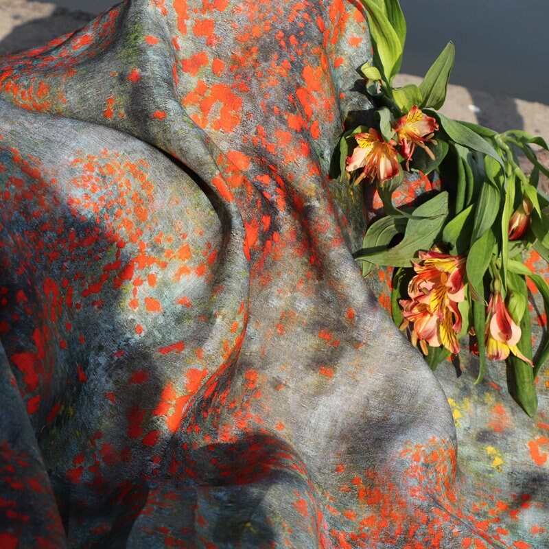 SUHUATIAN - Floral Print Ramie Fabric-By the Yard