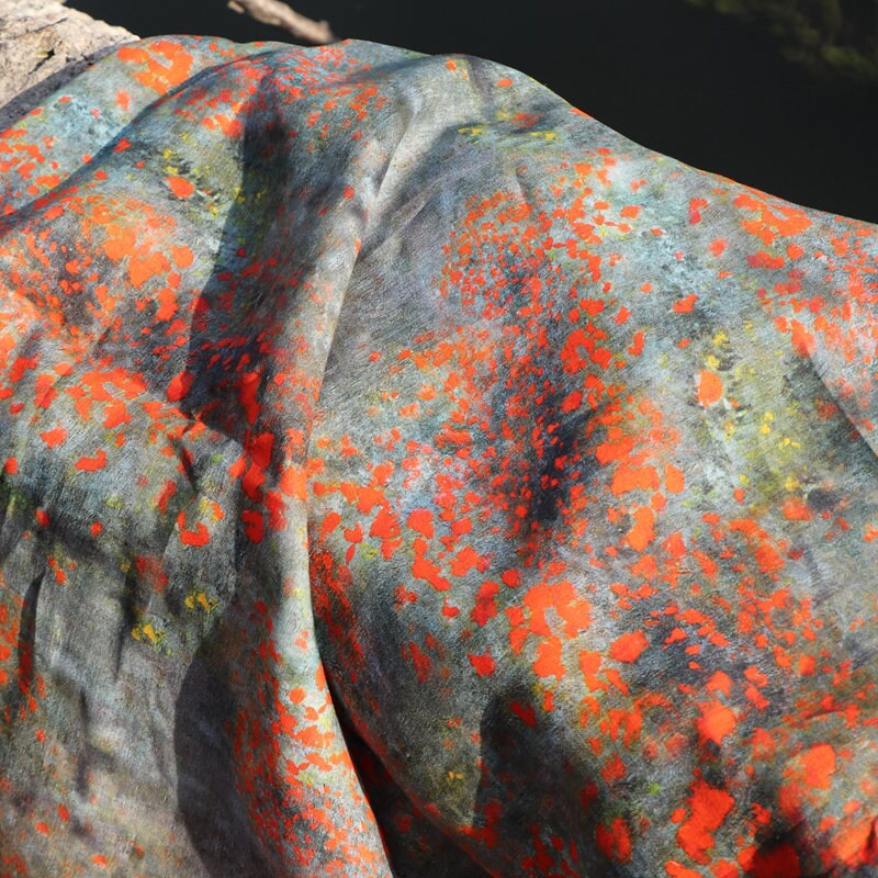 SUHUATIAN - Floral Print Ramie Fabric-By the Yard