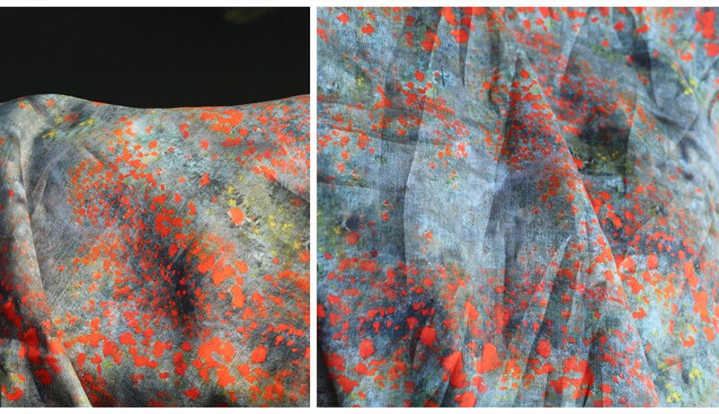 SUHUATIAN - Floral Print Ramie Fabric-By the Yard