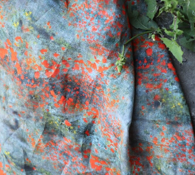 SUHUATIAN - Floral Print Ramie Fabric-By the Yard