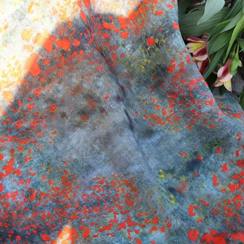SUHUATIAN - Floral Print Ramie Fabric-By the Yard