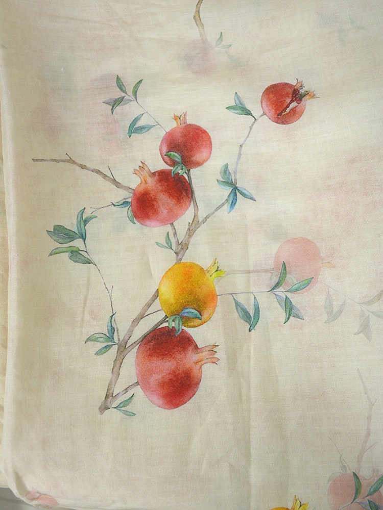SHILIU Flower Print Ramie Fabric By the Yard