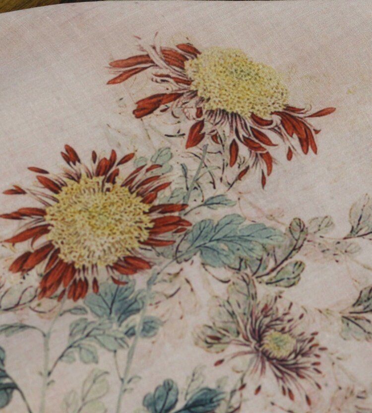 FULANGJUNZI Flower Print Ramie Fabric By the Yard