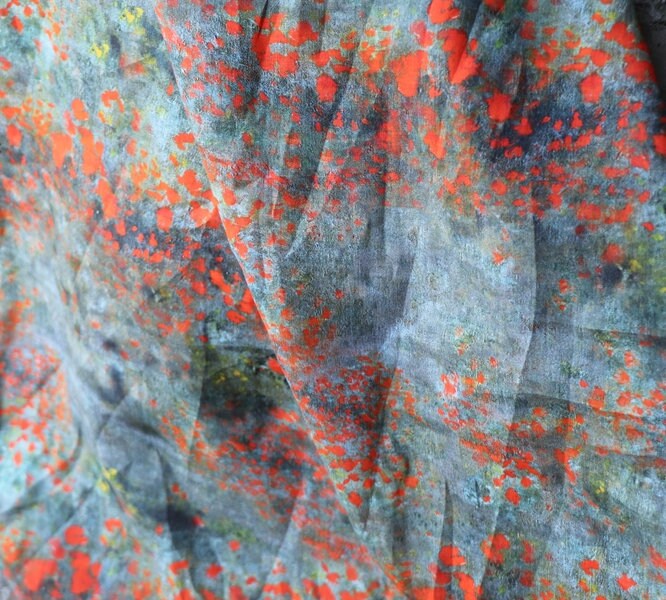 SUHUATIAN - Floral Print Ramie Fabric-By the Yard