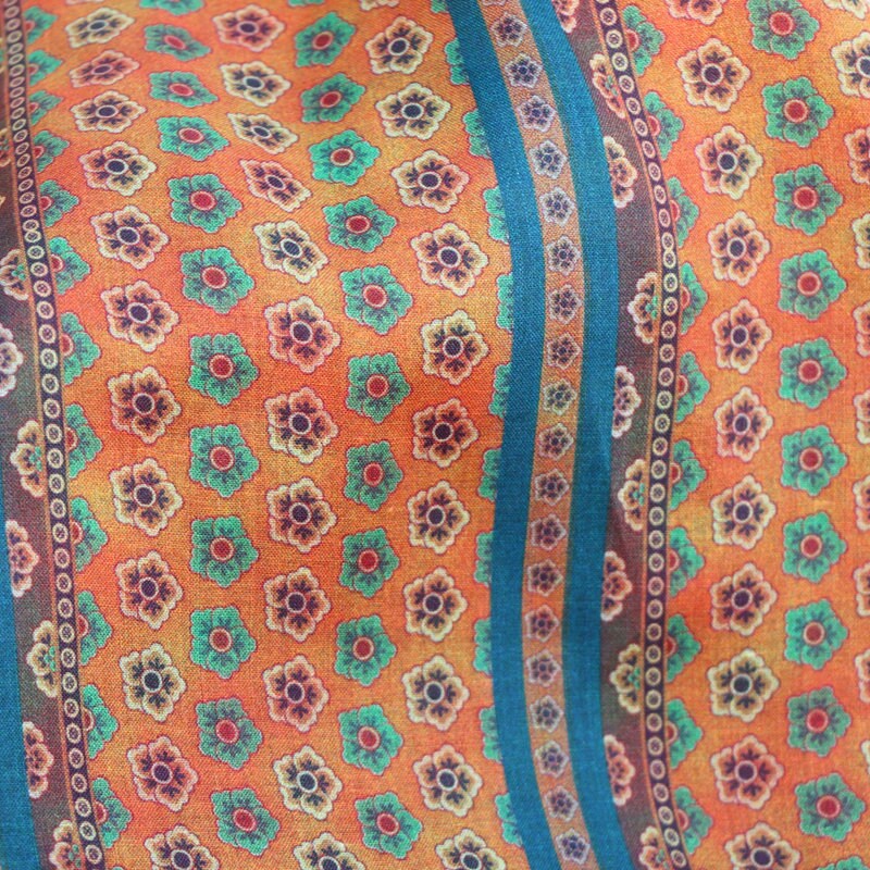 KAQI - Flower Print Ramie Fabric-By the Yard