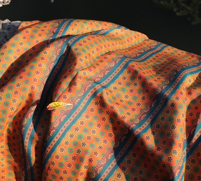 KAQI - Flower Print Ramie Fabric-By the Yard