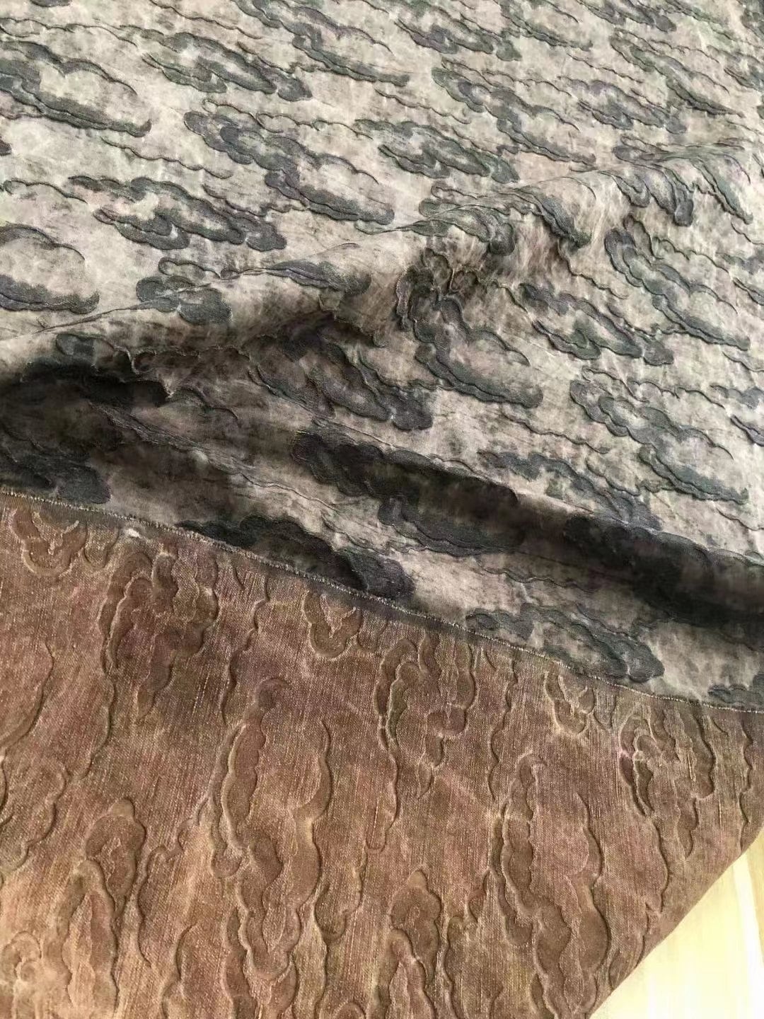 XIANGYUN - 50 Momme Vintage Style Jacquard Plant Dye Mud Silk Fabric - 110cm wide by the Yard