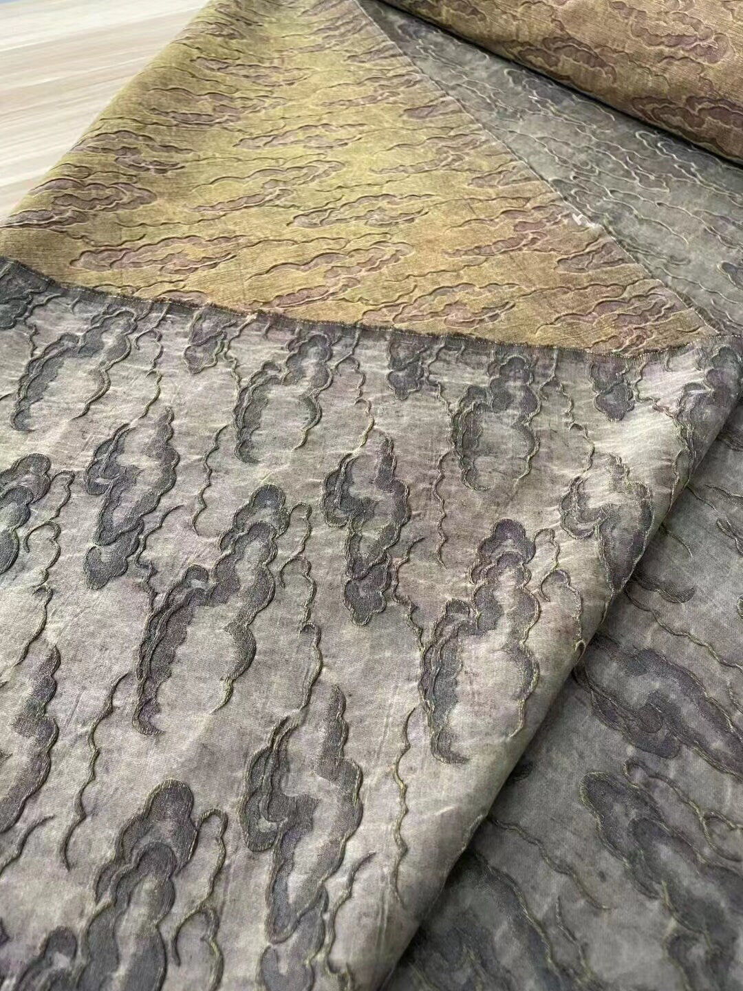 XIANGYUN - 50 Momme Vintage Style Jacquard Plant Dye Mud Silk Fabric - 110cm wide by the Yard