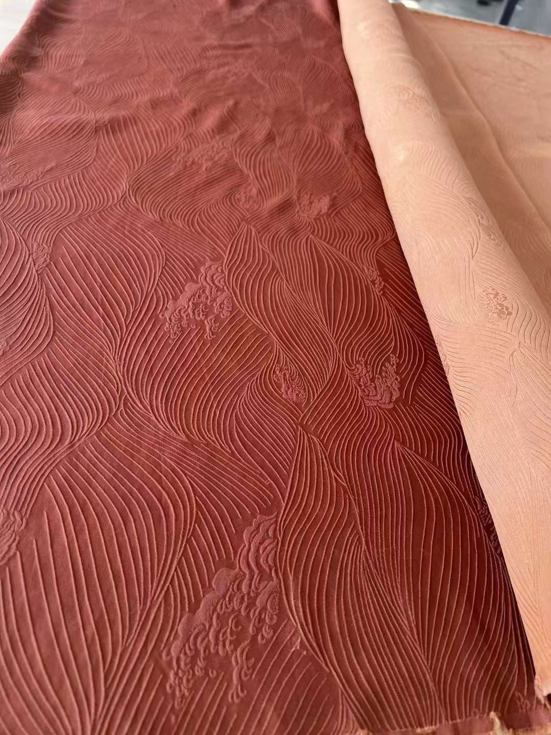 HAILANG - Jacquard Plant Dye Gambiered Canton Silk Blended Fabric-By the Yard