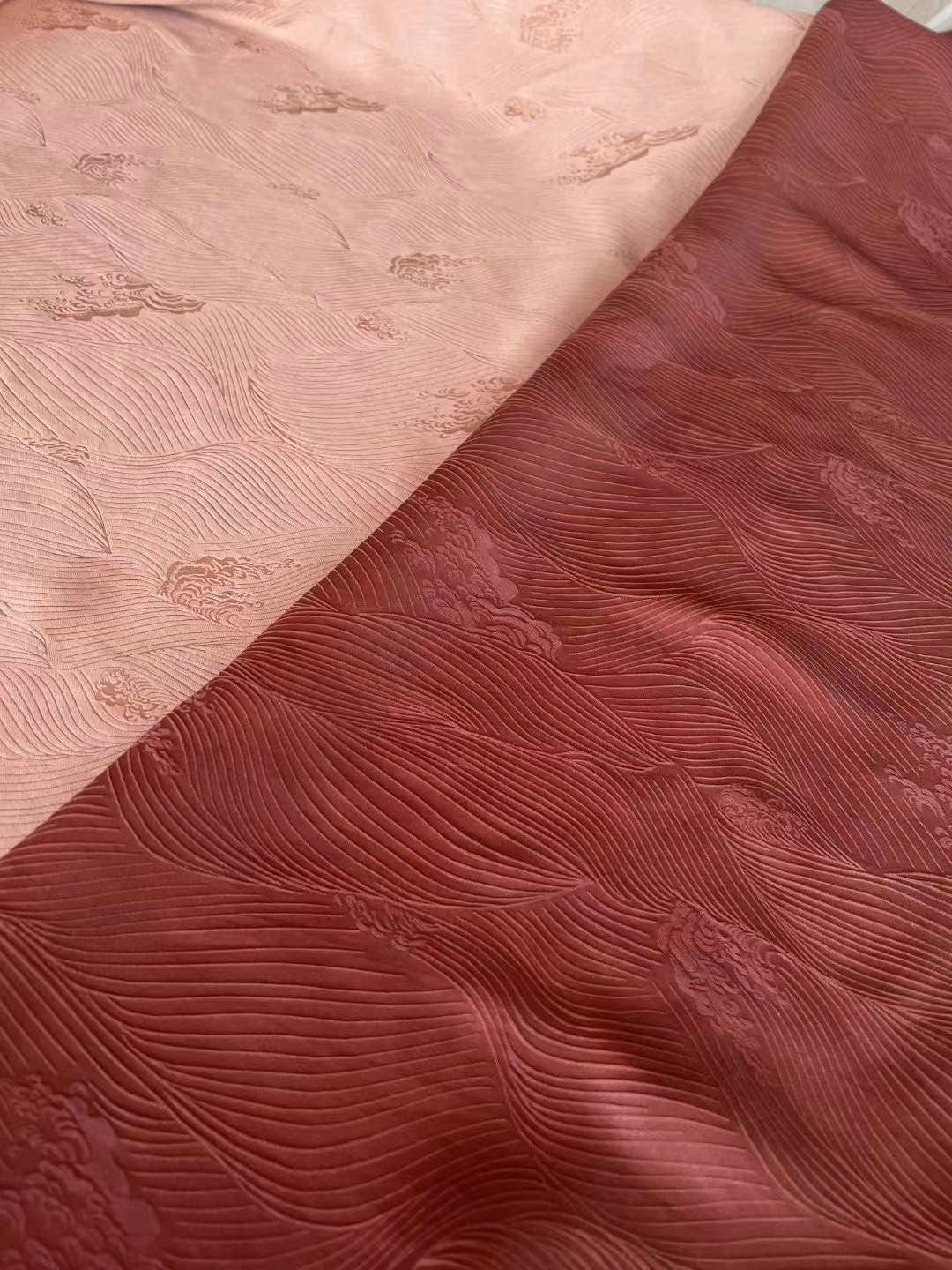 HAILANG - Jacquard Plant Dye Gambiered Canton Silk Blended Fabric-By the Yard