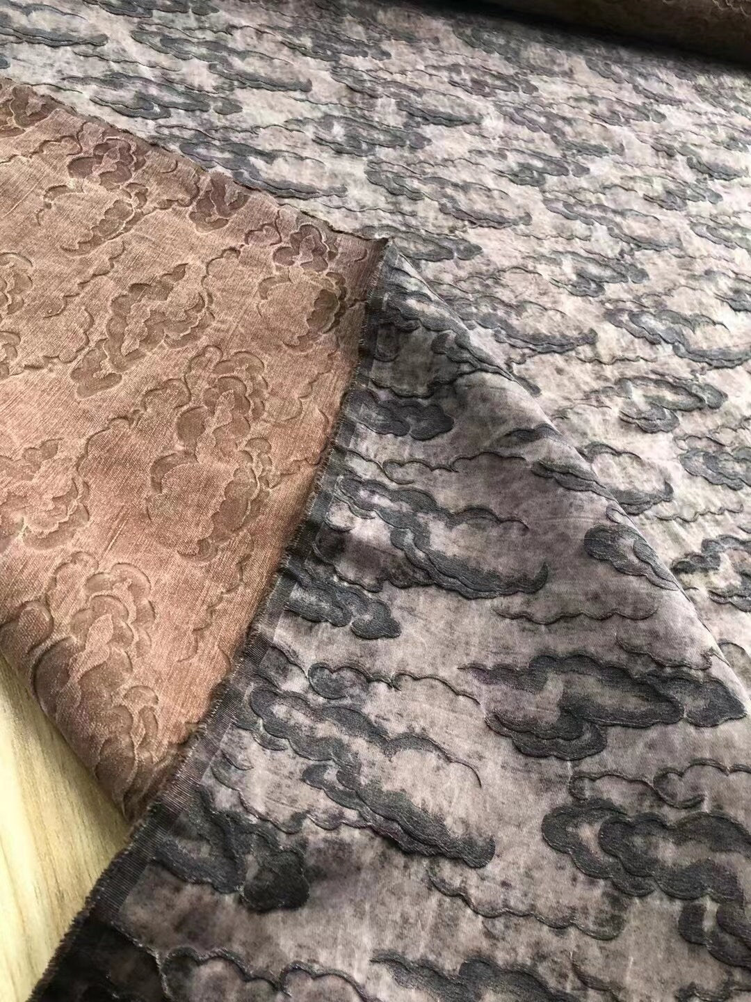 XIANGYUN - 50 Momme Vintage Style Jacquard Plant Dye Mud Silk Fabric - 110cm wide by the Yard