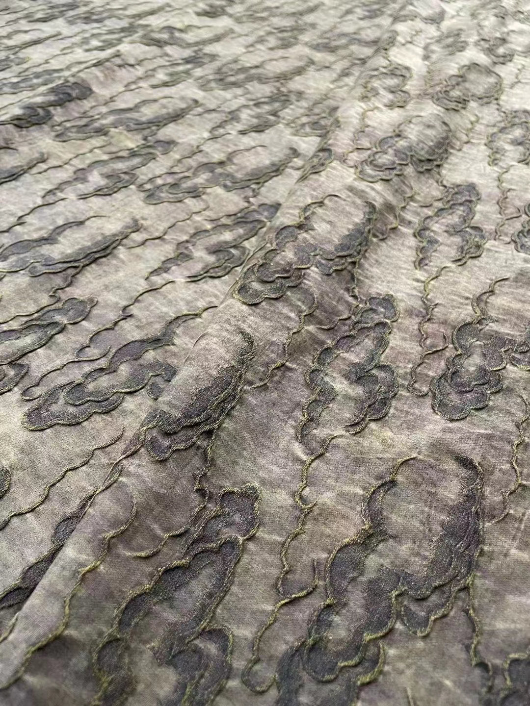 XIANGYUN - 50 Momme Vintage Style Jacquard Plant Dye Mud Silk Fabric - 110cm wide by the Yard