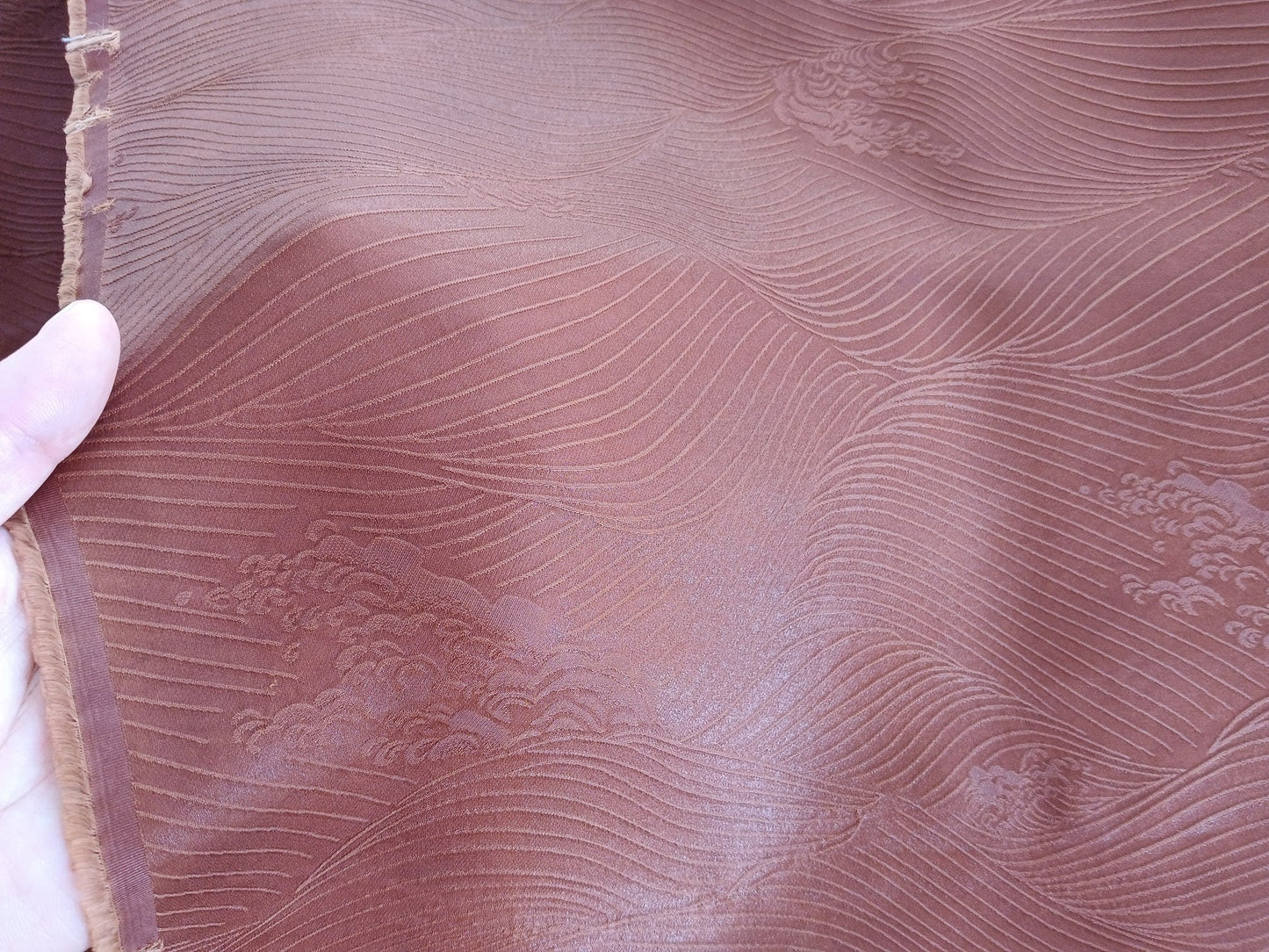 HAILANG - Jacquard Plant Dye Gambiered Canton Silk Blended Fabric-By the Yard