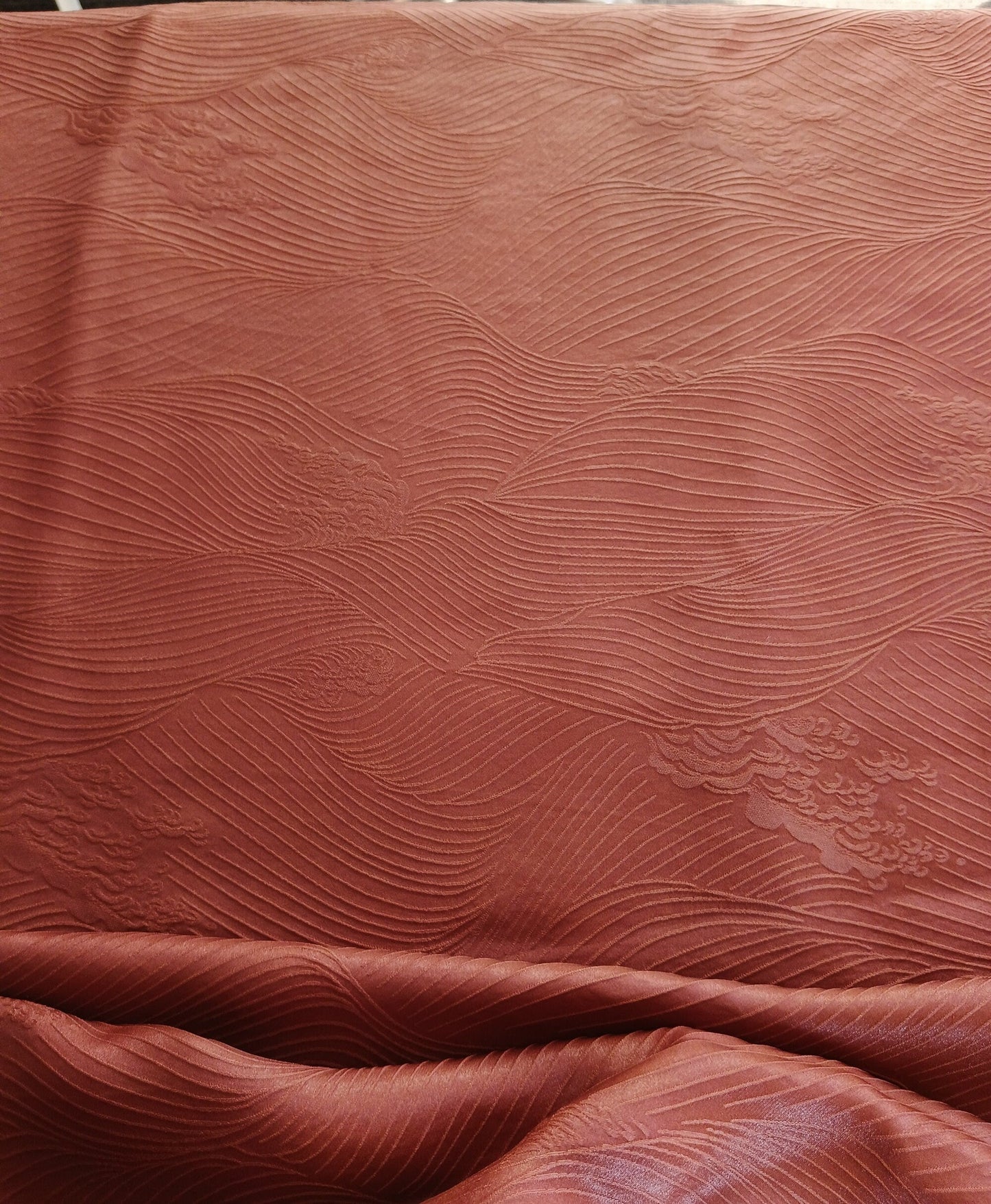 HAILANG - Jacquard Plant Dye Gambiered Canton Silk Blended Fabric-By the Yard