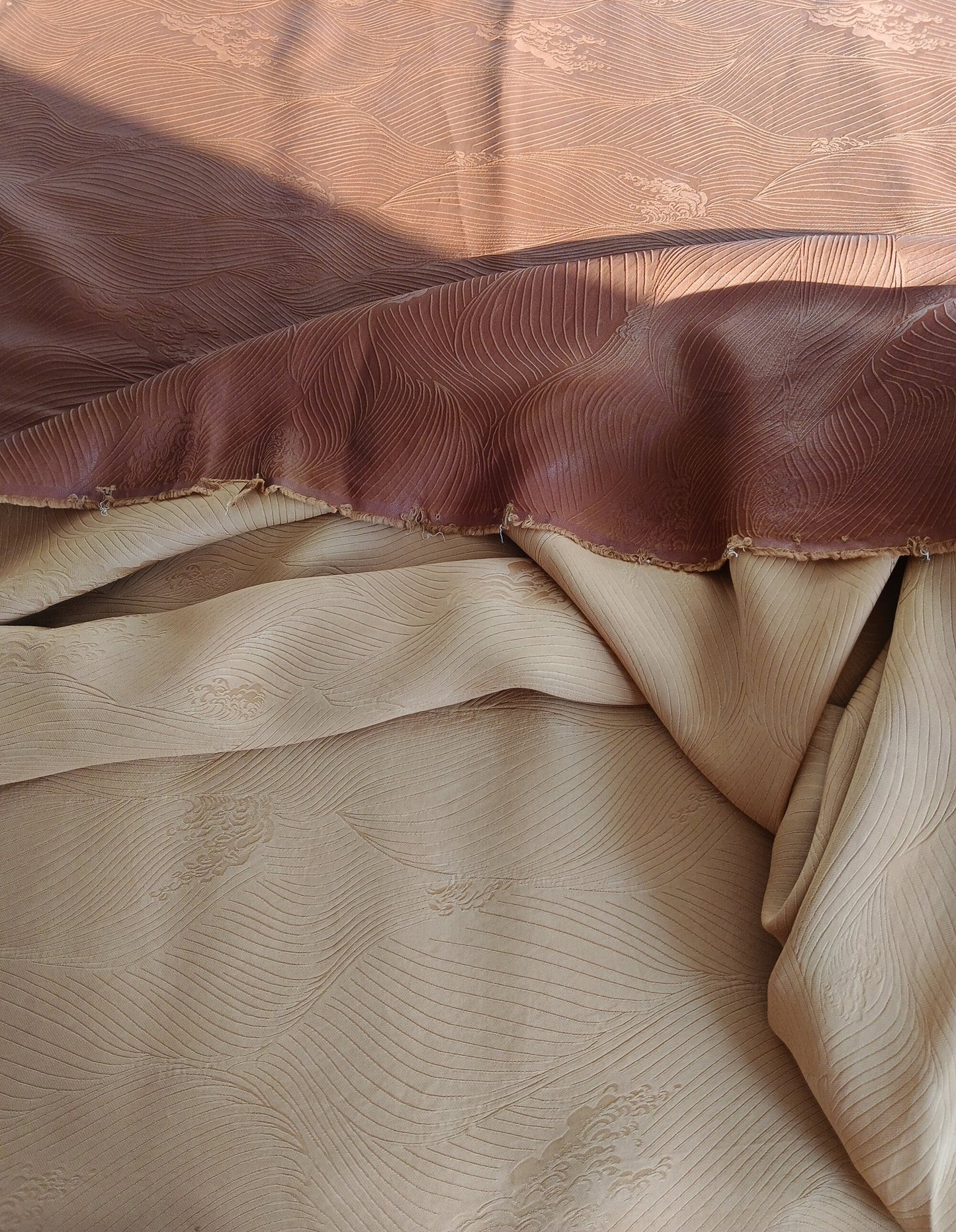 HAILANG - Jacquard Plant Dye Gambiered Canton Silk Blended Fabric-By the Yard