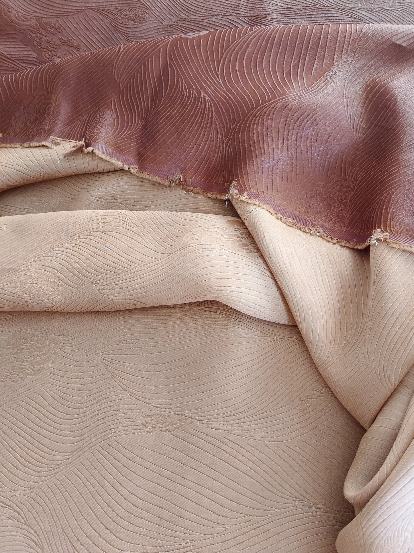 HAILANG - Jacquard Plant Dye Gambiered Canton Silk Blended Fabric-By the Yard