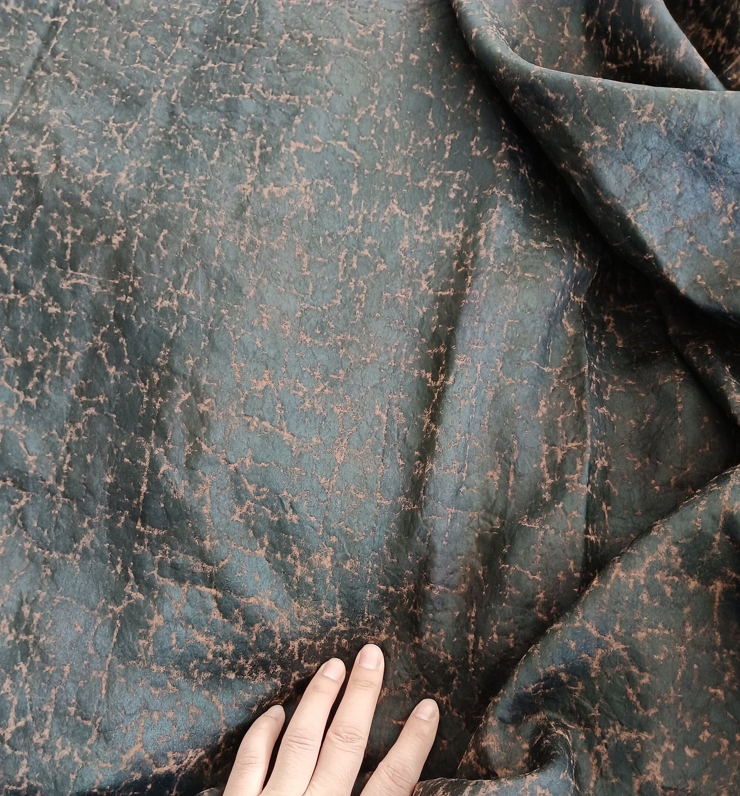 YUANSE - 26 Momme Black Brown Tortoise Crack Handmade Mud Silk Fabric - 110cm wide by the Yard