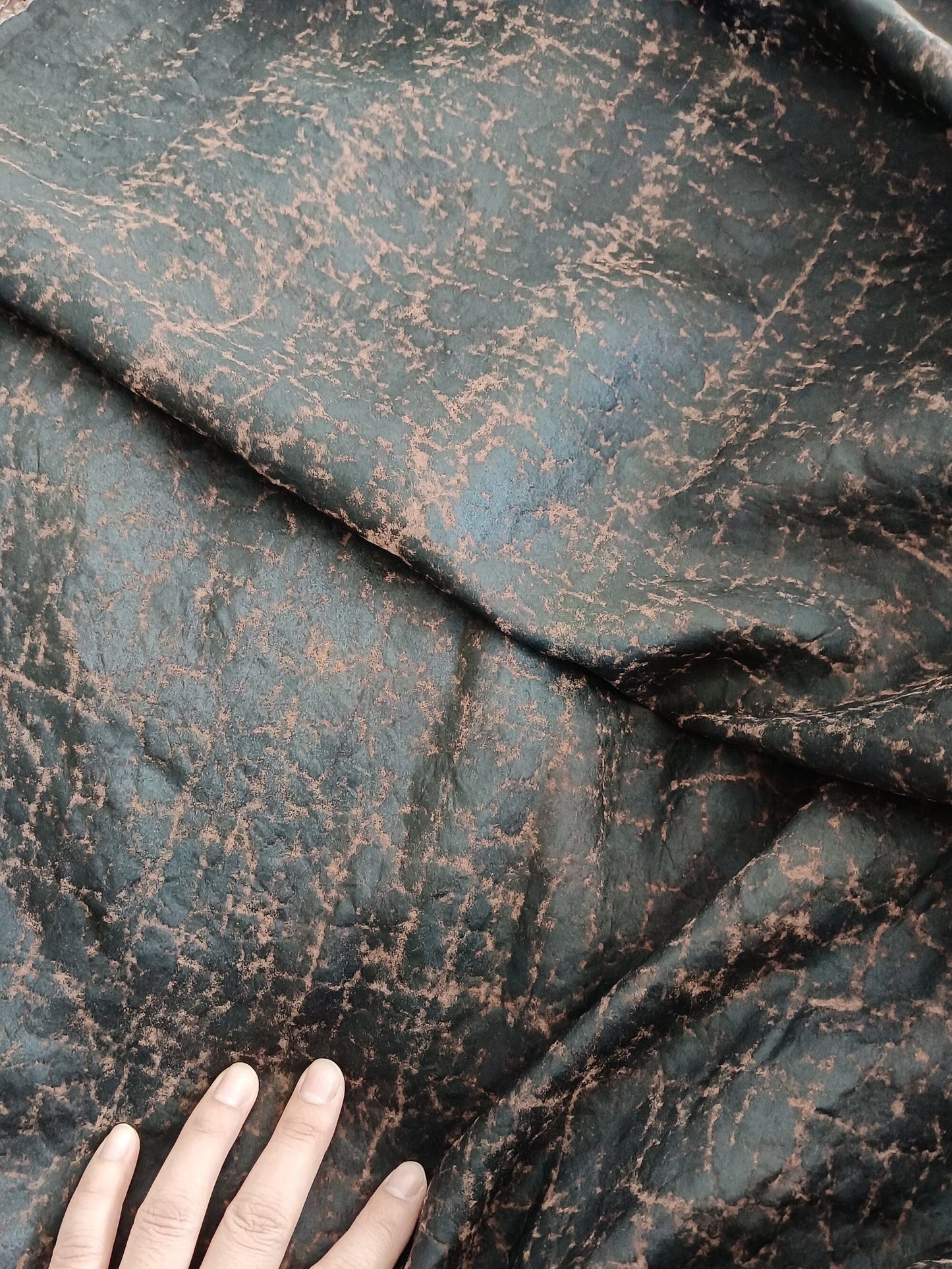 YUANSE - 26 Momme Black Brown Tortoise Crack Handmade Mud Silk Fabric - 110cm wide by the Yard