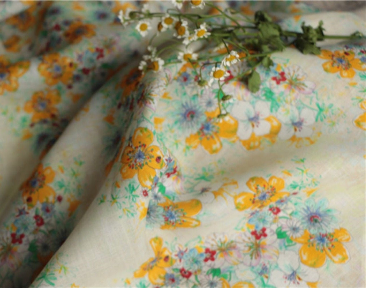 HUANGCAIRUI - Digital Print Ramie Fabric-By the Yard