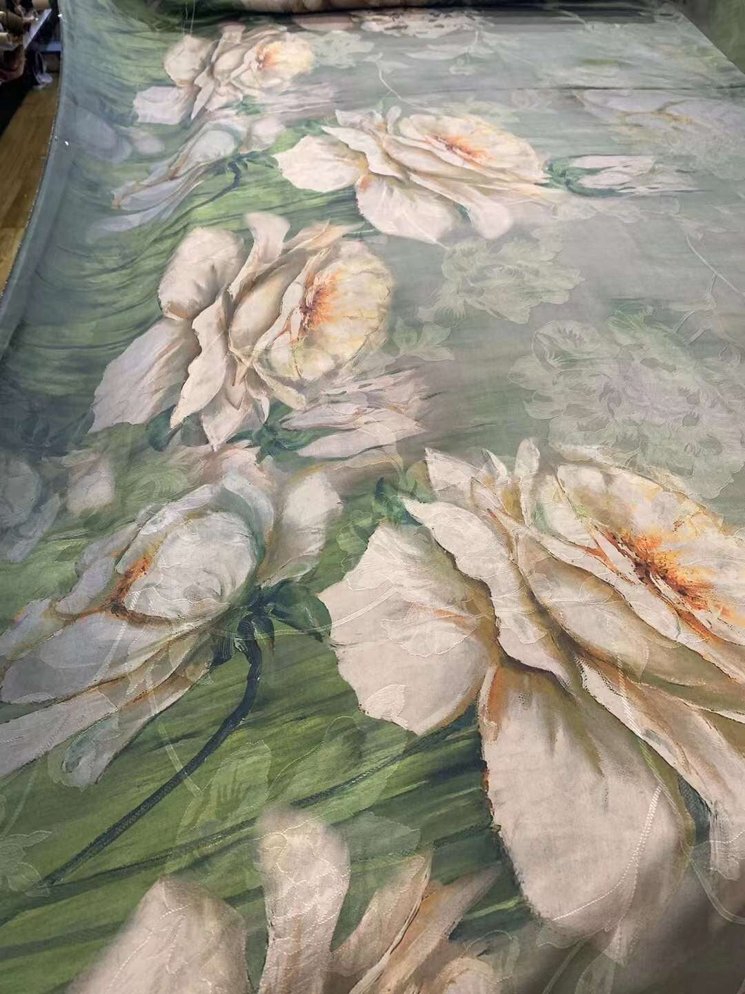 BAIMEIGUI - Handmade 40 Momme Jacquard Mud Silk Satin Fabric - 140cm wide by the Yard