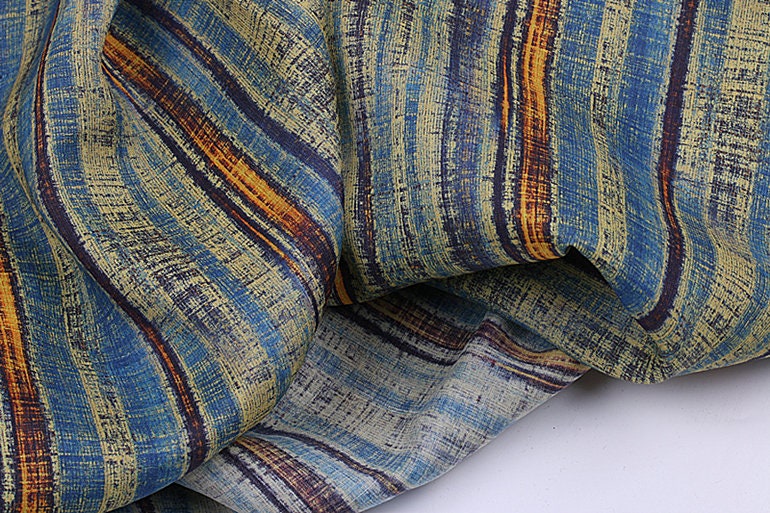 MINZUFENG - Striped Print Ramie Fabric By the Yard