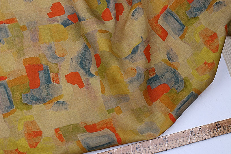 LIANGSHUANG - Geometric Print Ramie Fabric By the Yard