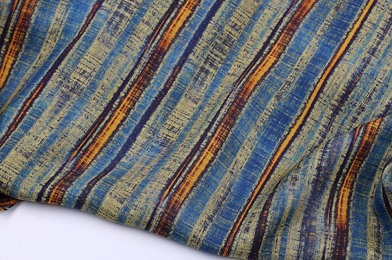 MINZUFENG - Striped Print Ramie Fabric By the Yard