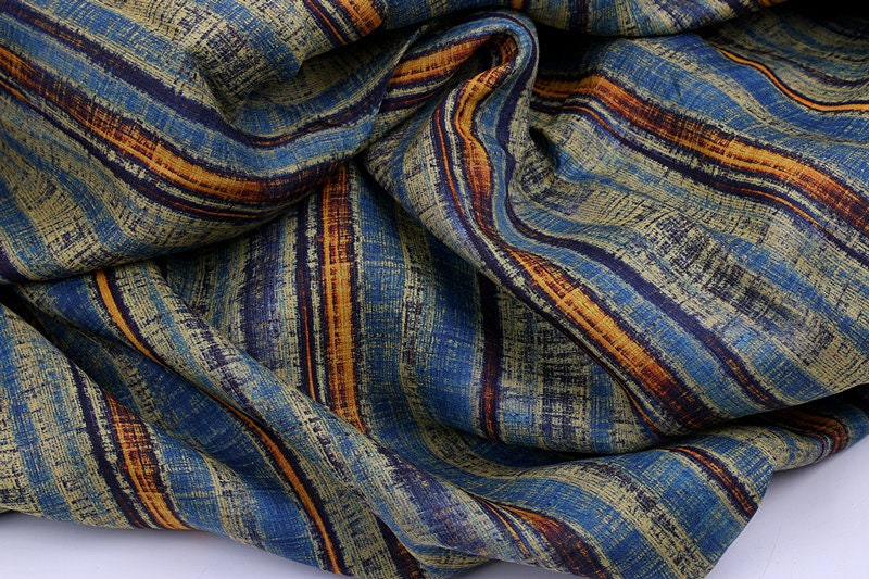 MINZUFENG - Striped Print Ramie Fabric By the Yard