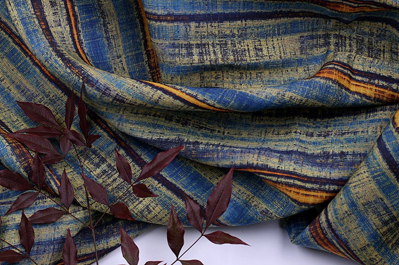 MINZUFENG - Striped Print Ramie Fabric By the Yard