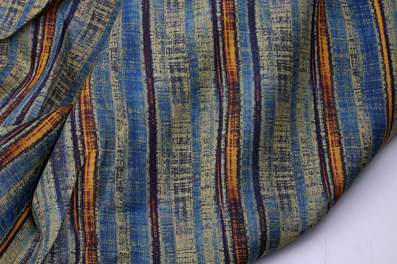 MINZUFENG - Striped Print Ramie Fabric By the Yard