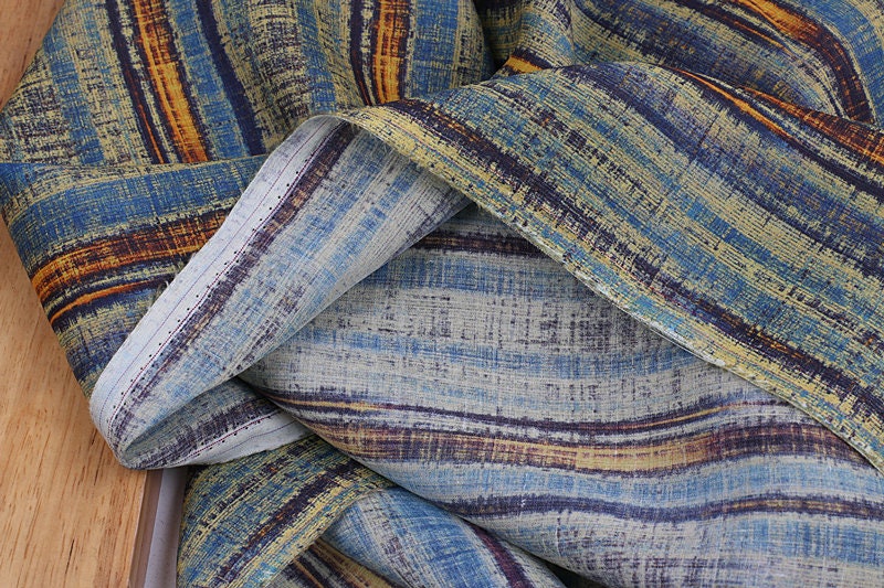 MINZUFENG - Striped Print Ramie Fabric By the Yard