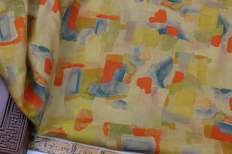 LIANGSHUANG - Geometric Print Ramie Fabric By the Yard